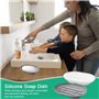 THATSRAD 2 PCS Porte Savon en Silicone 11.3*7.8*2cm Gris et Blanc Avec Trou Inférieur pour Douche, Rasoir, Pince à Cheveux, Bouc