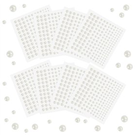 THATSRAD 1650 PCS Autocollants de Perles Cheveux pour Artisanat 3mm 4mm 5mm 6mm Perle Blanche Adhesive Visage pour Arts Maquilla