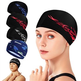 Zuxbolf 4PCS Bonnet de Bain Piscine Natation pour Adulte Bonnet de Natation Femme et Homme Bonnet de Bain Tissu Polyester Souple