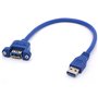 OpenII Câble d'extension USB 3.0 mâle vers femelle avec support à vis pour ordinateur industriel PC 30 cm