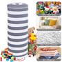 WANDGU Pouf Multifonctionnel Enfant : Sac De Rangement pour Jouets en Toile, Pouf De Rangement pour Peluches