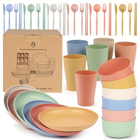 Czemo Vaisselle Camping 6 Personnes Ensemble de vaisselle en Plastique avec Bol
