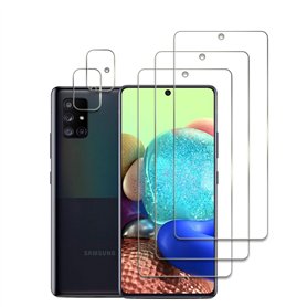 [5 Pièces] 3 Pièces Verre Trempé pour Samsung Galaxy A71 avec 2 Pièces Caméra Arrière Protecteur