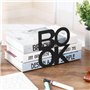 DUBUOZA 4 Pièces Serre-Livres Métal Antidérapant Noir Blanc Serre Livre pour Les Enfants,Les Bureaux,Les Salles D'étude,Les écol