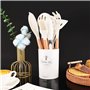 Strehknewen Lot de 12 Ustensiles de cuisine en silicone, résistants à la chaleur, antiadhésifs, passent au lave-vaisselle, ergon