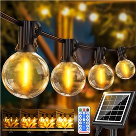 Guirlande Solaire Exterieur Lumineuse Led - 30M/100FT Guirlandes Guinguette Solaires Lumiere Extérieur avec Télécommande 8 Modes