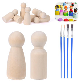 Szaboviktoria 20 Pieces Figurine En Bois 53mm Avec Pinceau