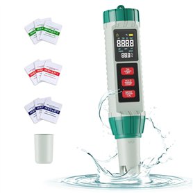 PH Mètre Testeur Sel Piscine: 5 en 1 Analyseur Eau pour Mesure PH TDS EC Salinité Température - Testeur Piscine Electronique Pré