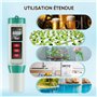 PH Mètre Testeur Sel Piscine: 5 en 1 Analyseur Eau pour Mesure PH TDS EC Salinité Température - Testeur Piscine Electronique Pré