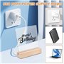 Sporgo Lot de 4 socles LED : socle lumineux LED 7 couleurs socle en bois, éclairage LED base d'affichage USB avec interrupteur, 