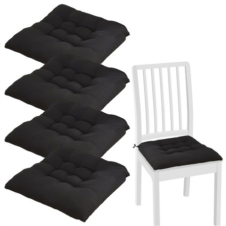 Sporgo Lot de 4 coussins de chaise : coussins d'assise confortables 40 x 40 cm avec liens
