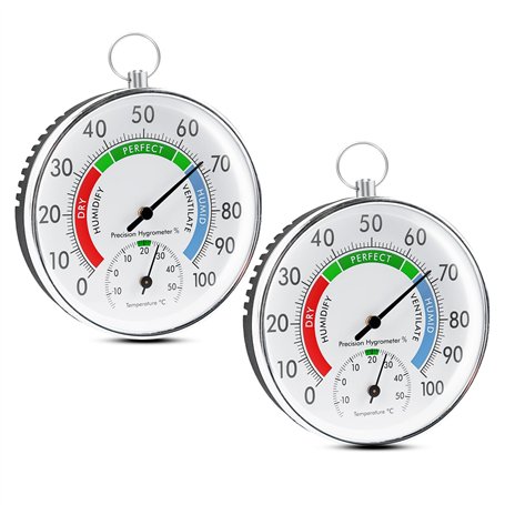 Sporgo Lot de 2 thermomètres hygromètres : 10 cm