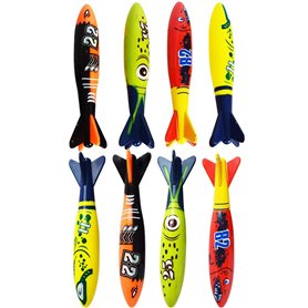 Carykon Lot de 8 jouets de plongée sous-marine pour piscine - Requin glissant - Torpille