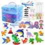Lot de 11 000 perles à repasser - 24 couleurs - Perles à emboîter de 5 mm - 34 motifs - Avec boîte de rangement - Plaques de per