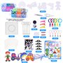 Lot de 11 000 perles à repasser - 24 couleurs - Perles à emboîter de 5 mm - 34 motifs - Avec boîte de rangement - Plaques de per
