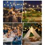 Guirlande lumineuse LED d'extérieur avec télécommande - 45 m - G40 - Avec ampoules d'extérieur IP44 - Résistante aux intempéries