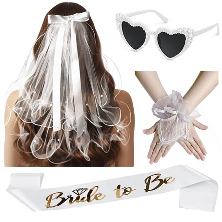 4Pcs Evjf Accessoire Femme Voile de Mariée