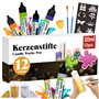 CAwished Ensemble de peinture pour bougies avec paillettes fines dorées et argentées - Stylos à cire pour décoration et décorati