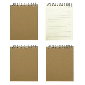 JOYISEN Lot de 4 carnets de notes lignés A6 - Petit bloc-notes à spirale - Beige - 80 feuilles/160 pages - Pour le bureau et l'é