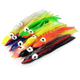 ANCLLO Lot de 30 leurres multicolores en forme de pieuvre souple pour pêche à la traîne en eau salée