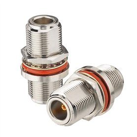 Bingfu Adaptateur Connecteur Coaxial Cuivre 50 Ohms à Montage sur Cloison n Femelle à n Femelle (Paquet De 2) Compatible avec Pa