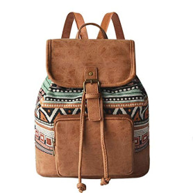 Sacs à Main Portés Dos Ethnique Bohème Sac à dos en Toile pour le Shopping Dating Party Vacances Voyage en Plein Air Multicolore