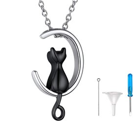 Collier Femme Urne Funéraire Cendre Crémation Pendentif Coeur Souvenir Animaux Chien Chat Chaine Acier Inoxydable Prénom Personn
