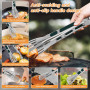 Huucozn 2 Pcs Grilles de Barbecue Acier Inoxydable avec 1 Pince Cuisine INOX, Paniers a Grillades BBQ Grille Panier Poêles à Gri