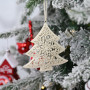 Valery Madelyn Décorations d'arbre de Noël en Métal, 6pcs 12cm Blanc Ornements de Sapin de Noël, Pendentifs Suspendus Creux en F