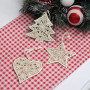 Valery Madelyn Décorations d'arbre de Noël en Métal, 6pcs 12cm Blanc Ornements de Sapin de Noël, Pendentifs Suspendus Creux en F