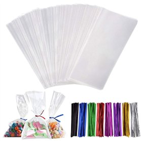 HO2NLE 200pcs Sachet Bonbons Anniversaire 9X15cm Sachet Transparants pour Biscuits Gâteaux Chocolats Bonbons Perles Bijoux d'emb