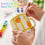 Kit de Peinture sur Céramique, 2 Tasses à Peindre en Céramique Blanche Set avec Peintures, Pinceaux et Peinture, Kit Mug Peindre