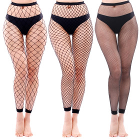 DGUSO 3 Pièces Mesh Pantalon Serré Collants Bas Résille à Taille Haute Rhinestone Collants Taille Bas Résille Femme