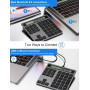 Rechargeable Pavé Numérique Bluetooth et Calculatrice 2 en 1 - Clavier Numérique sans Fil et Filaire, 34 Touches Pavé Numérique 