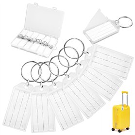 36 Pièces Porte Clés Porte Clef en Plastique de 5 cm，Étiquettes en Papier Vierge Lignées Couvercles Transparents，Pour Identifica