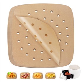 200 Papier Sulfurisé Air Fryer，Perforé Papier Cuisson Air Fryer，Jetable Antiadhésive Sans Huile Papier Parchemin Accessoires pou
