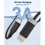 Magtame StayCable Câble USB C vers Lightning avec support de câble magnétique 1 m Charge rapide, tressé et synchronisation des d
