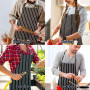 DALAETUS 2 Pièces Tabliers de Cuisine, Tablier Réglable avec Poche, Chef Tablier à Rayée Noires et Blanches, Tablier Cuisine pou