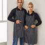 DALAETUS 2 Pièces Tabliers de Cuisine, Tablier Réglable avec Poche, Chef Tablier à Rayée Noires et Blanches, Tablier Cuisine pou