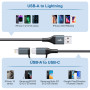 Câble iPhone Voiture,Chargeur iPhone [Certifié MFi Apple],Câble USB-C et Lightning 2 en 1 Combo Apple Carplay et Android Auto,Ca