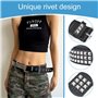 NAROSEBE Lot de 2 Ceinture à Clous, Noir et Blanc, Ceinture Cloutée Ceintures en Cuir Unisexe Ceinture à Rivets Ceinture Punk en