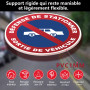 Kinoco Panneau Signalisation 'Défense de Stationner - Sortie de Véhicules' en PVC Rigide Adhésif ⌀200 mm | Résistant aux Intempé