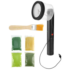 QWORK® Kit de Fabrication de Herbe modelisme - avec 4 Couleurs Poudre d'herbe de Simulation et Brosse de Nettoyage - pour Les pa