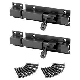 QWORK® 2X Verrou targette en alliage d'aluminium - 130 x 37 mm - boulon Ø 12 mm - Loquet coulissante pour porte