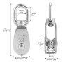 QWORK® 10 Pcs Poulie de Levage M20 Poulie Simple en Acier Inoxydable 304 pour pour Câble Diamètre 6mm Pivotant à 360°Charge 75kg