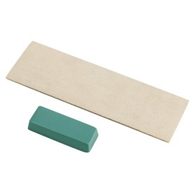 QWORK® Kit d'Affûtage de Couteaux Cuir à Décaper Strop - Double Face 178x52x4 mm - Inclus Pâte à Polir de Grain 320 (23g)