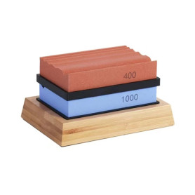 Pierres à aiguiser pour outils de sculpture sur bois – Pierre à aiguiser – Pierre à aiguiser – Grain 400 et 1000 avec coussinets