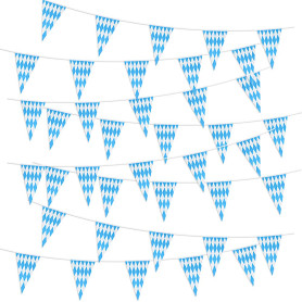 MEJOSER 20M Oktoberfest Bannière Fanion Banderole Bleu Decoration Bavaroise 40pcs Fanion PE Drapeaux de Triangle pour Fête de la