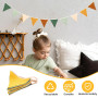AOOTUERL Bannière triangulaire en tissu de 2,6 m, réutilisable en coton double face pour décoration de maison, lit, filles et ga