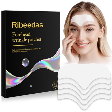 Ribeedas 12 Pack Blanc Patch Anti Rides Front，Collagène Patch pour les rides du Front，Appliquer sur la peau entre le front et le